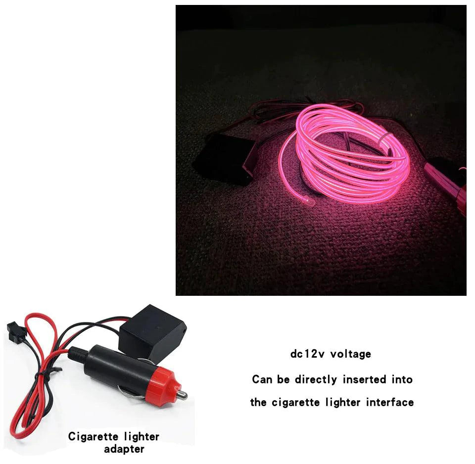 Mandotos glowing EL wire neon tube strings for decor with controller, showcasing vibrant flexible neon lighting for parties and decorations.