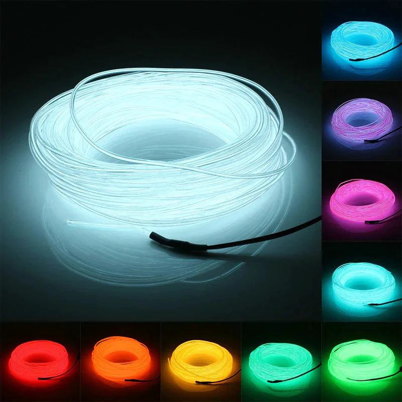 Mandotos glowing EL wire neon tube strings with controller for decorative lighting, flexible and vibrant for creative decor projects.