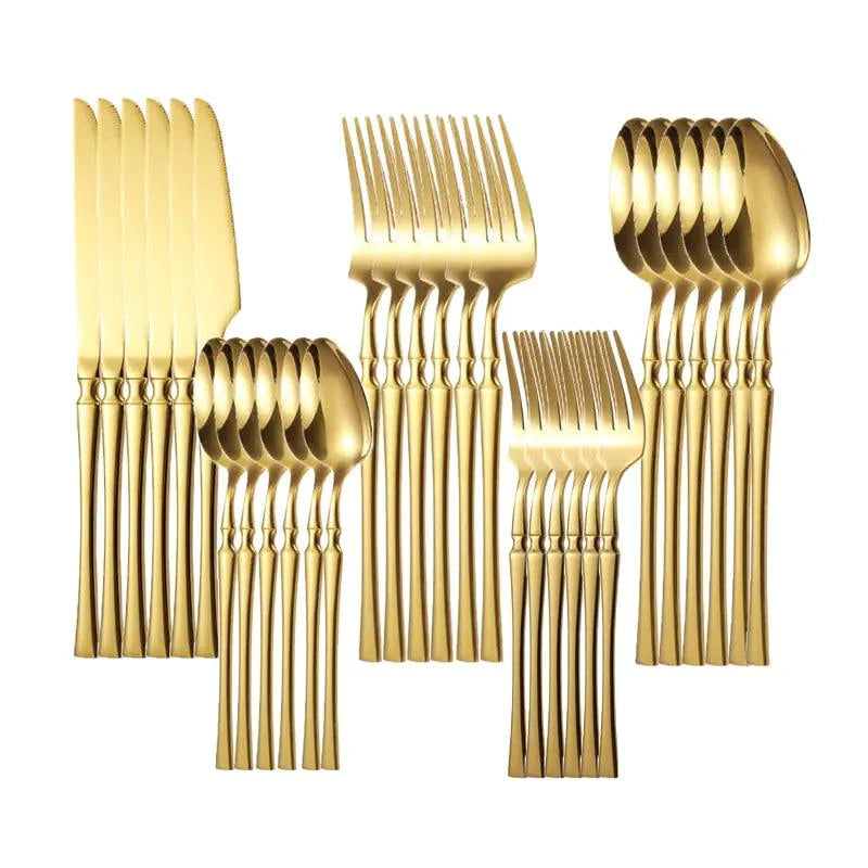 Gold Glamour 30-Piece Dinner Set - MANDOTOS