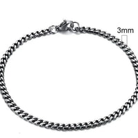 Gold-tone stainless steel Cuban bracelet from MANDOTOS, 3-11mm width, featuring a sleek, polished chain design.