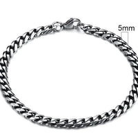 Gold-tone stainless steel Cuban bracelet with 3-11mm wide links, stylish and durable men's jewelry by MANDOTOS.