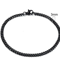 Gold-tone stainless steel Cuban bracelet with 3-11mm links, crafted by MANDOTOS, displayed in a close-up image.