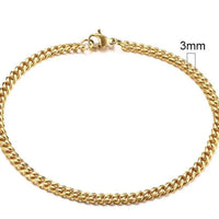 Gold-tone stainless steel Cuban bracelet with 3-11mm links, stylish men's jewelry by MANDOTOS