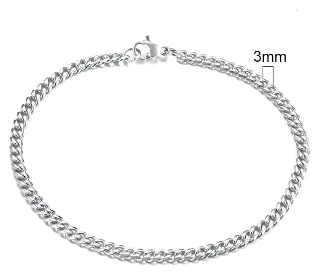 Gold-Tone Stainless Steel Cuban Bracelet 3-11mm - MANDOTOS