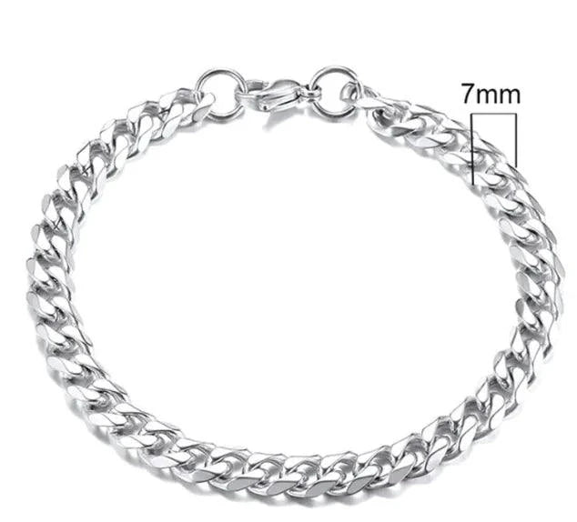 Gold-Tone Stainless Steel Cuban Bracelet 3-11mm - MANDOTOS