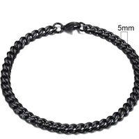 Gold-tone stainless steel Cuban bracelet by MANDOTOS featuring 3-11mm wide links, stylish and durable jewelry accessory.