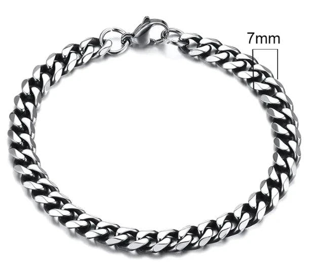 Gold-Tone Stainless Steel Cuban Bracelet 3-11mm - MANDOTOS
