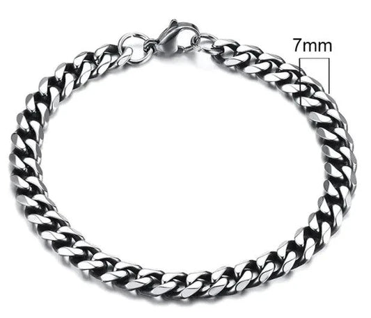 Gold-Tone Stainless Steel Cuban Bracelet 3-11mm - MANDOTOS