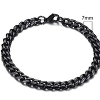 Gold-tone stainless steel Cuban bracelet by MANDOTOS featuring 3-11mm wide links, stylish and durable everyday jewelry.