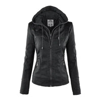Mandotos Gothic faux leather jacket with silver zipper and pointed collar, stylish and edgy fashion for women or men.