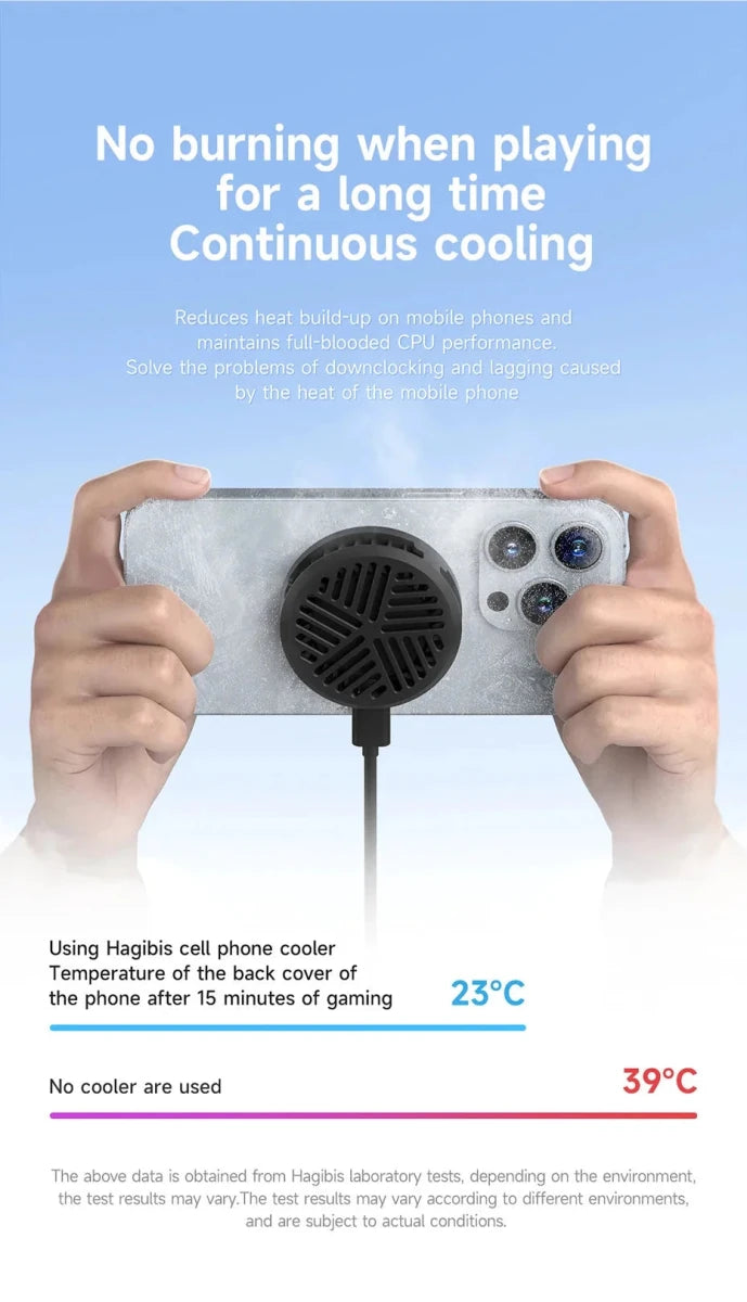 Hagibis Magnetic Cell Phone Cooler Universal Cooling Fan Mobile Phone Radiator for iPhone 16 Pro Black Shark Gaming Live Stream - MANDOTOS
