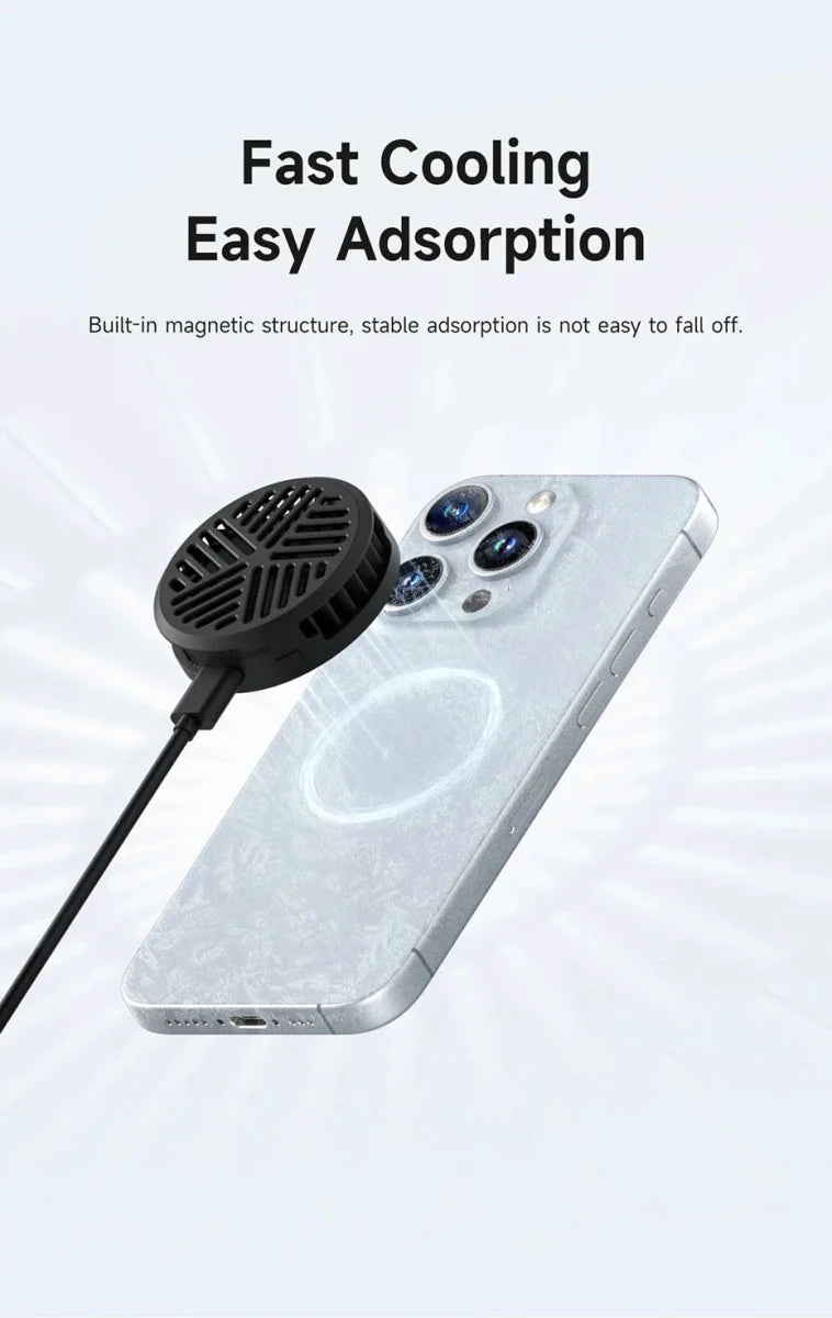 Hagibis Magnetic Cell Phone Cooler Universal Cooling Fan Mobile Phone Radiator for iPhone 16 Pro Black Shark Gaming Live Stream - MANDOTOS
