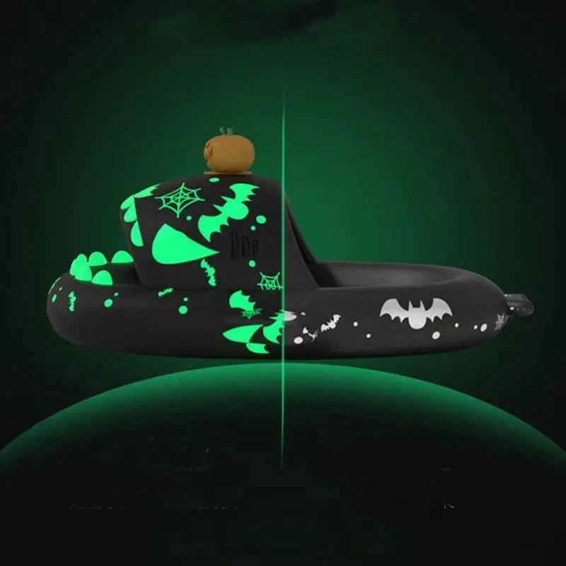 Halloween And Christmas Shoes Ins Luminous Shark Slippers Couple Men Women House Shoes Non-slip Bathroom Slippers Home - MANDOTOS