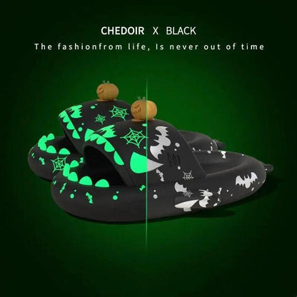 Halloween And Christmas Shoes Ins Luminous Shark Slippers Couple Men Women House Shoes Non-slip Bathroom Slippers Home - MANDOTOS