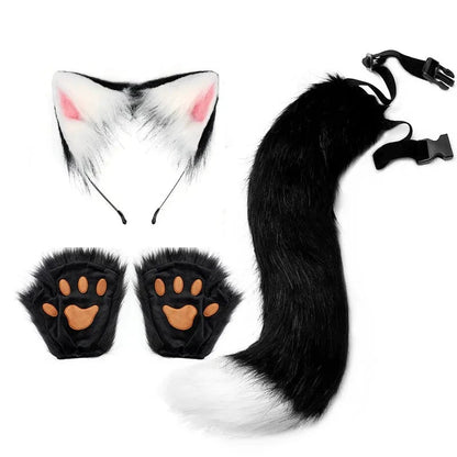 Halloween Fox Tail & Ears Set - Cosplay Costume with Paw Gloves - MANDOTOS