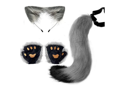 Halloween Fox Tail & Ears Set - Cosplay Costume with Paw Gloves - MANDOTOS