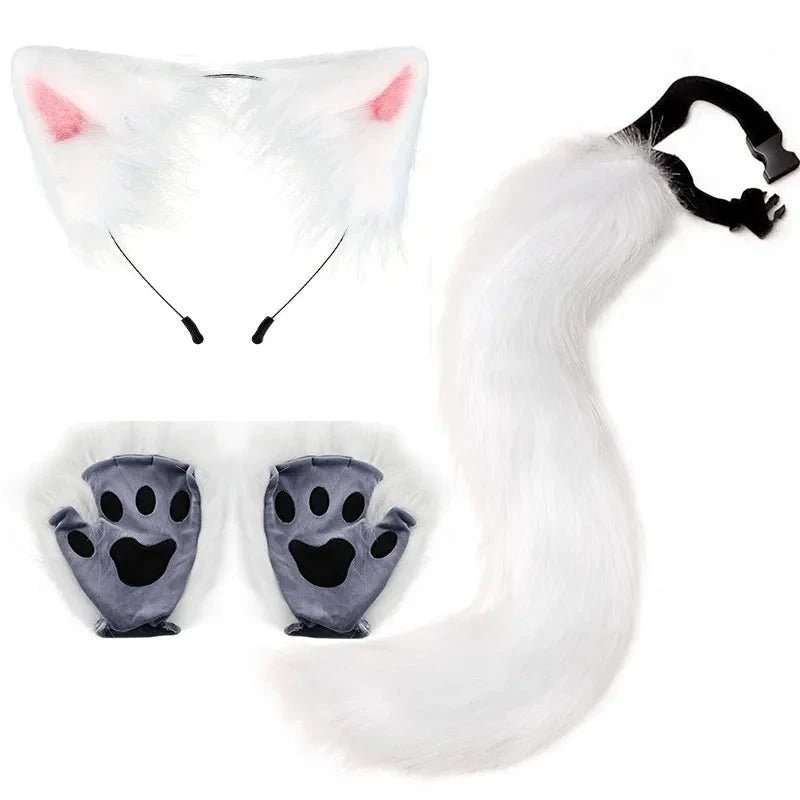 Halloween Fox Tail & Ears Set - Cosplay Costume with Paw Gloves - MANDOTOS