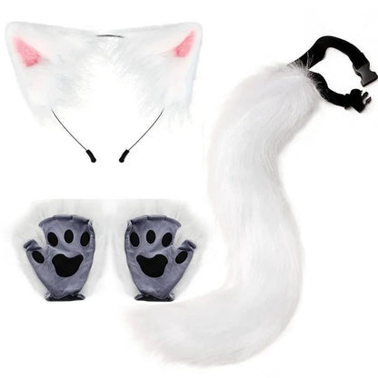 Halloween Fox Tail & Ears Set - Cosplay Costume with Paw Gloves - MANDOTOS