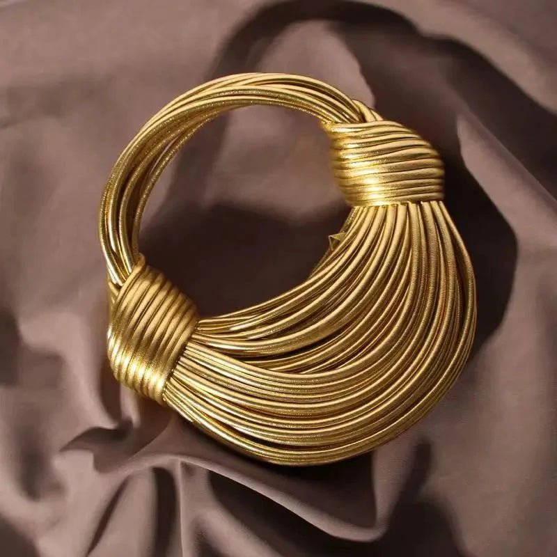 Handbags for Women 2025 New in Gold Luxury Designer Brand Handwoven Noodle Bags Rope Knotted Pulled Hobo Silver Evening Clutch - MANDOTOS