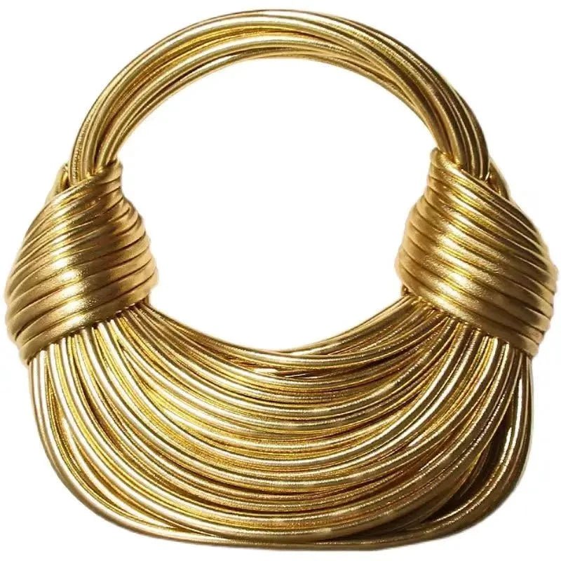 Handbags for Women 2025 New in Gold Luxury Designer Brand Handwoven Noodle Bags Rope Knotted Pulled Hobo Silver Evening Clutch - MANDOTOS