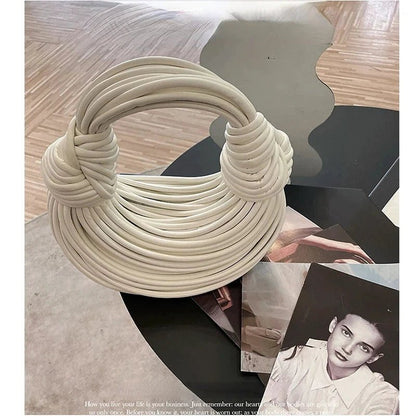 Handbags for Women 2025 New in Gold Luxury Designer Brand Handwoven Noodle Bags Rope Knotted Pulled Hobo Silver Evening Clutch - MANDOTOS