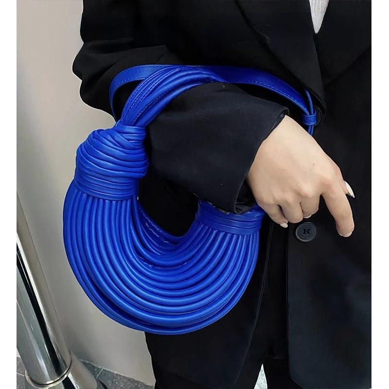 Handbags for Women 2025 New in Gold Luxury Designer Brand Handwoven Noodle Bags Rope Knotted Pulled Hobo Silver Evening Clutch - MANDOTOS