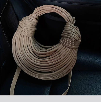Handbags for Women 2025 New in Gold Luxury Designer Brand Handwoven Noodle Bags Rope Knotted Pulled Hobo Silver Evening Clutch - MANDOTOS