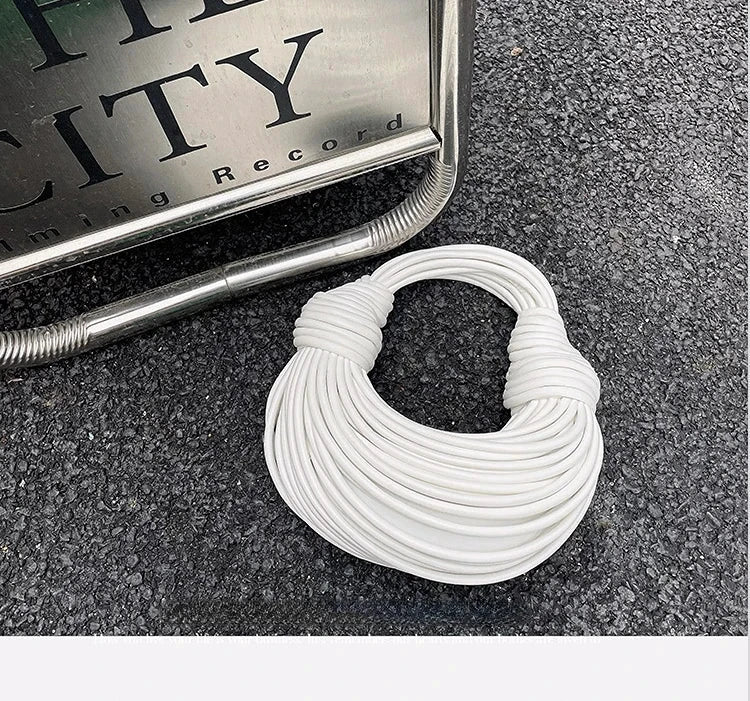 Handbags for Women 2025 New in Gold Luxury Designer Brand Handwoven Noodle Bags Rope Knotted Pulled Hobo Silver Evening Clutch - MANDOTOS