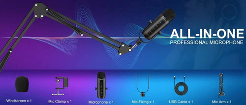 Mandotos Haomuren USB streaming podcast microphone kit with adjustable arm and pop filter for high-quality audio recording.