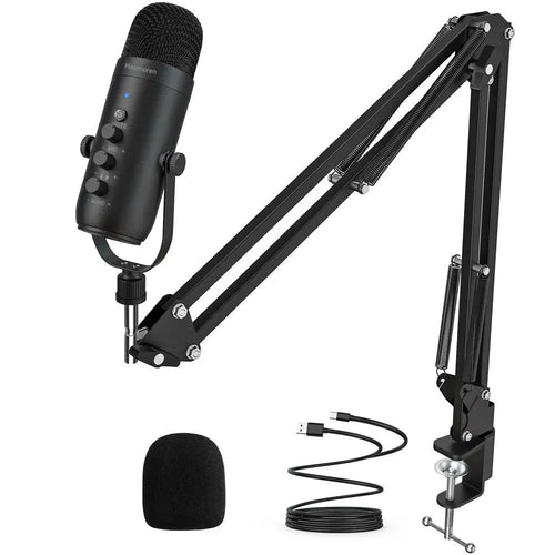 MANDOTOS Haomuren USB streaming podcast microphone kit with professional microphone, stand, and accessories for high-quality audio recording.