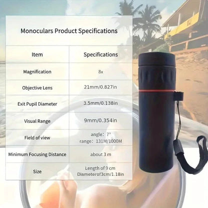 HD Monocular Telescope 2000X25 - Compact Portable for Outdoor Activities - MANDOTOS