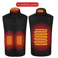 Mandotos heated vest, washable USB charging electric winter clothing, front view showing zipper and cozy fit.