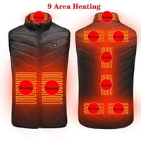 Mandotos heated washable USB charging electric winter vest, showcasing the lightweight design and control panel for warmth.