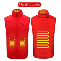 Mandotos heated washable USB charging electric winter vest, showing the insulated fabric and front zipper design.