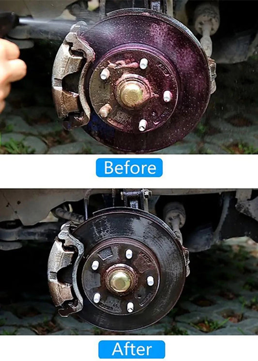 MANDOTOS HGKJ car paint and wheel iron particles remover spray cleaning rust and dust from metal surfaces and auto rims.
