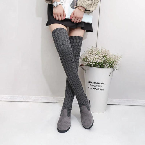High Flat Over-the-knee Stretch Martin Boots - MANDOTOS