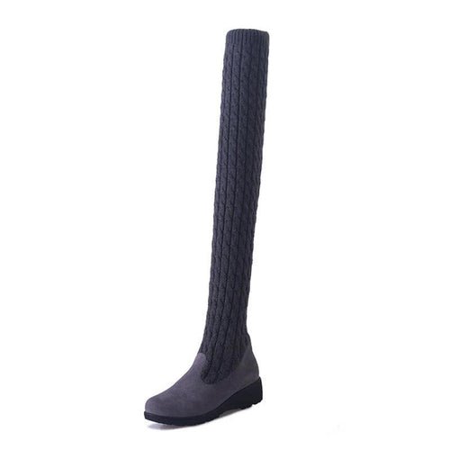 High Flat Over-the-knee Stretch Martin Boots - MANDOTOS