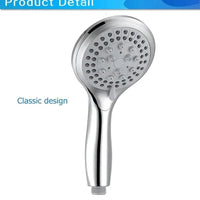 Mandotos high-pressure handheld shower with 5 modes and hose, showcasing the sleek showerhead and flexible hose for versatile use.