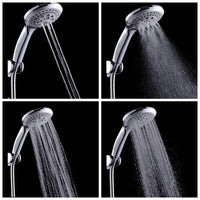 Mandotos high-pressure handheld shower with 5 modes and hose for versatile, powerful water flow in modern bathroom setups.
