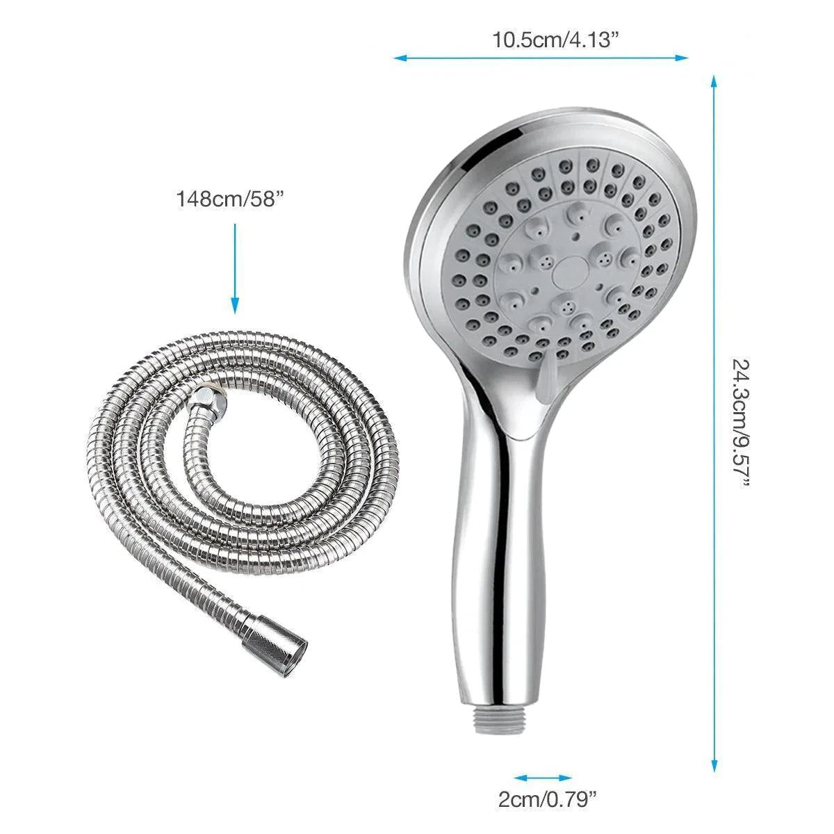 High-Pressure 5-Mode Handheld Shower with Hose - MANDOTOS