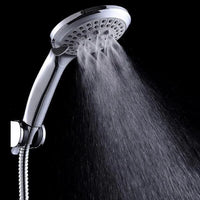 Mandotos high-pressure handheld shower with five spray modes and flexible hose for versatile bathroom use.