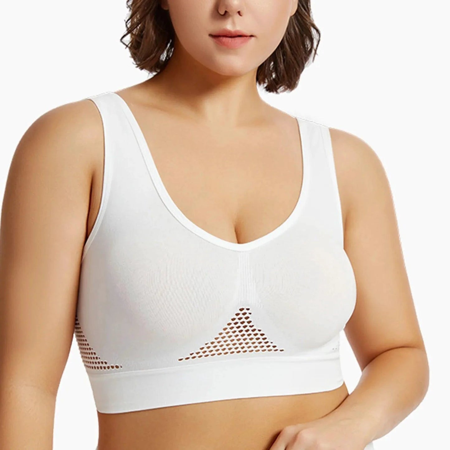 Mandotos high-strength anti-sag sports bra for women, ideal for yoga and running, with supportive design and moisture-wicking fabric.