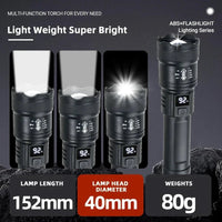 High Strong Power Led Flashlights 2000LM Tactical Torch with Display Light USB Charging Camping Fishing Emergency Zoom Lantern MANDOTOS