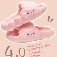 Mandotos home bathroom slippers with cloud pattern, slip-resistant design, soft fabric for comfortable indoor use.