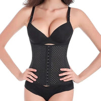 Mandotos hot waist trainer corset with adjustable straps and steel boning for shaping and slimming the waist.