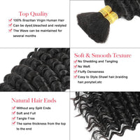 Mandotos deep wave human braiding hair bulk in 100g, curly, no weft, ideal for boho braid extensions and natural hairstyles.