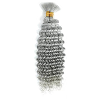 Mandotos 100g deep wave human braiding hair bulk in curly style, ideal for boho braids and no-weft hair extensions.