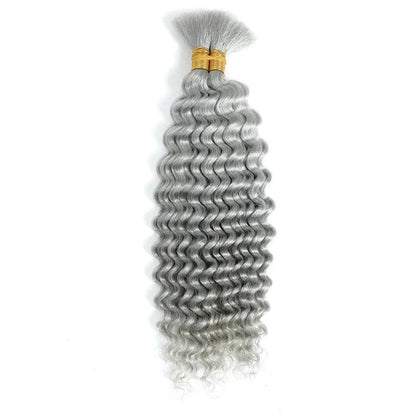 Human Braiding Hair 100g Deep Wave Human Hair Bulk for Braiding No Weft Curly Human Hair Extensions for Boho Braids - MANDOTOS