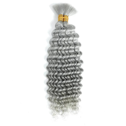 Mandotos 100g deep wave human braiding hair bulk in curly style, ideal for boho braids and no-weft hair extensions.