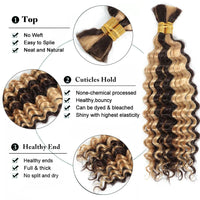 Human hair 20-inch braiding bundle with deep wave highlight in P4/27 color from MANDOTOS, perfect for stylish hair extensions.